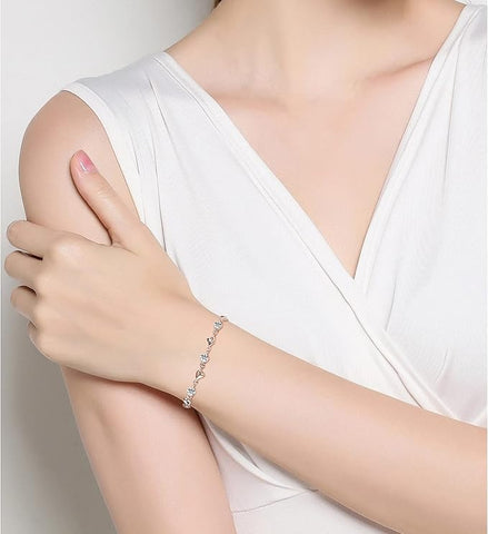 Heart Bracelet Sparkle Cubic Zirconia Bracelet for Women Girls