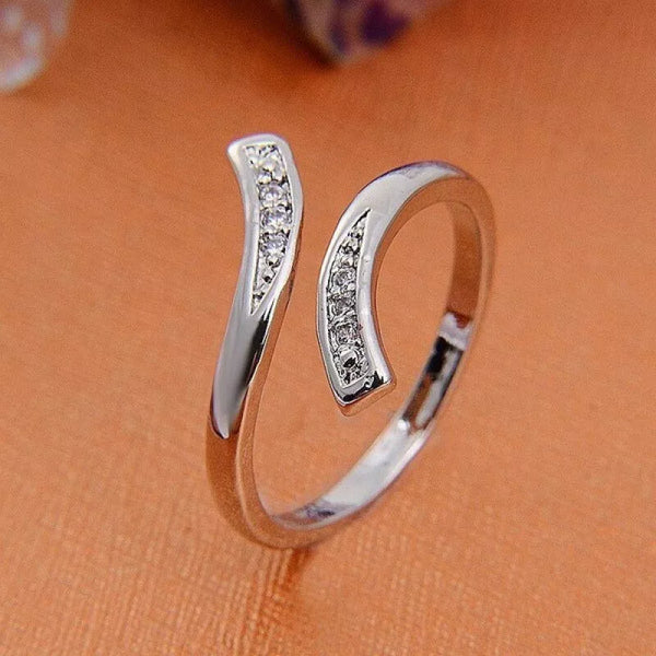 Cubic Zirconia Adjustable Wishbone Thumb Finger Ring