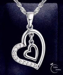 Double Heart Pendant – 925 Sterling Silver Necklac luxora jewellery