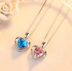 Heart Crystal Pendant Necklace – 925 Sterling Silver luxora jewellery