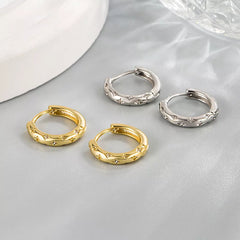 Sterling Silver Multi Star CZ Hoop Huggie Earrings