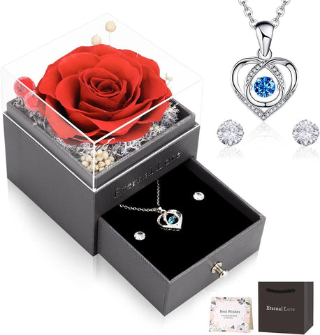 CSYY Preserved Rose Gift with Necklace – For Mom, Wife, or Girlfriend luxora jewellery