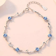 Crystal Stone Linked Charm Bracelet Women
