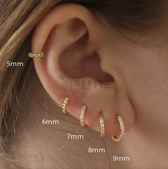 Silver Crystal Gold Rose Gold Very Small Tiny Huggie Hoop Earrings