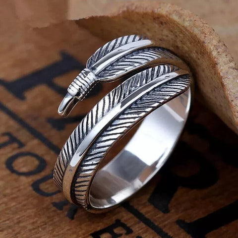 Silver Plated Leaf/Feather Ring For Women