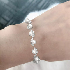 Crystal Pearl Tennis Bracelet Cubic Zirconia Bangle