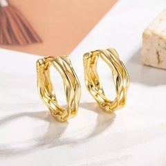 Silver Double Twist Hoop Circle Huggie Earrings Women