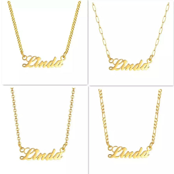 ANY NAME Necklace CUSTOM FONT Stainless Steel Pendant Chain