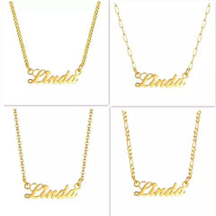 ANY NAME Necklace CUSTOM FONT Stainless Steel Pendant Chain