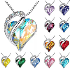 Austrian Crystal Healing Heart Pendant Necklac luxora jewellery