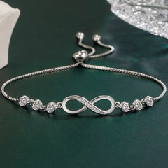 Silver Crystal Love Linked Charm Bracelet Women