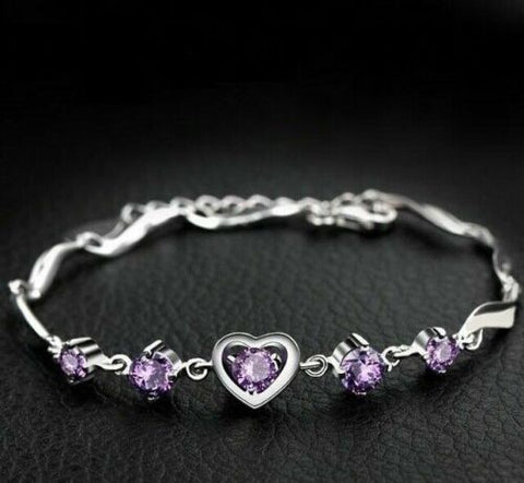 Love Heart Charm Bracelet Womens Girls Jewellery