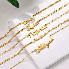 ANY NAME Necklace CUSTOM FONT Stainless Steel Pendant Chain