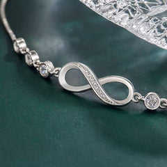 Silver Crystal Love Linked Charm Bracelet Women