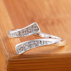 Cubic Zirconia Adjustable Wishbone Thumb Finger Ring
