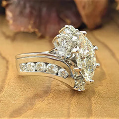 Luxury Cubic Zircon Silver Plated Ring Women Wedding Jewelry