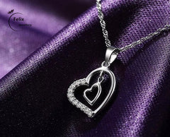 Double Heart Pendant – 925 Sterling Silver Necklac luxora jewellery