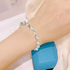 Crystal Pearl Tennis Bracelet Cubic Zirconia Bangle