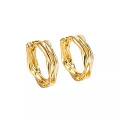 Silver Double Twist Hoop Circle Huggie Earrings Women