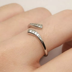 Cubic Zirconia Adjustable Wishbone Thumb Finger Ring