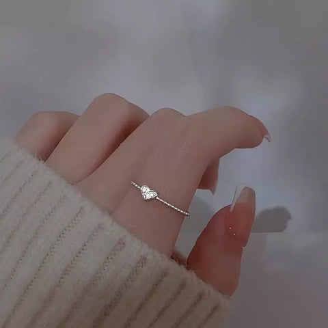 Mini Heart Adjustable Ring Womens Girls
