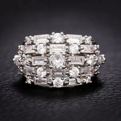 Fashion Cubic Zircon 925 Silver Filled Rings Women Jewelry Wedding Gift Sz 6-10