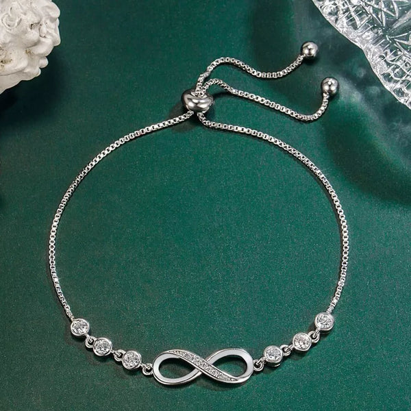 Silver Crystal Love Linked Charm Bracelet Women