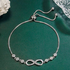 Silver Crystal Love Linked Charm Bracelet Women