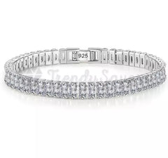 Silver Filled Emerald Cut Cubic Zirconia Inlaid Tennis Bracelet