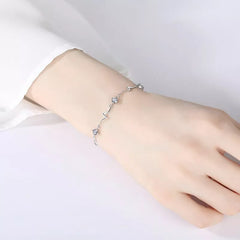 Crystal Stone Linked Charm Bracelet Women