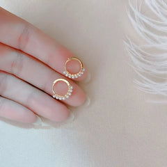 Hoop Mini Pearls Gold Stud Earrings Womens