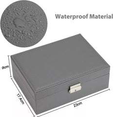 "2-Layer Grey Jewellery Box – Ring & Necklace Organizer" luxora jewellery