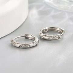 Sterling Silver Multi Star CZ Hoop Huggie Earrings