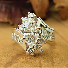 Luxury Cubic Zircon Silver Plated Ring Women Wedding Jewelry