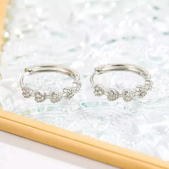 Silver Shiny CZ Heart Huggie Hoop Circle Earrings Women Girls Gift