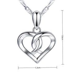 925 Sterling Silver Floating Double Heart Pendant – CZ Crystal Necklace (UK) luxora jewellery