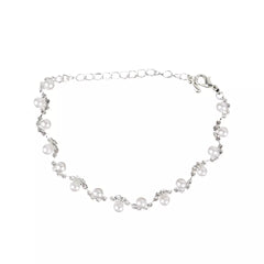 Crystal Pearl Tennis Bracelet Cubic Zirconia Bangle