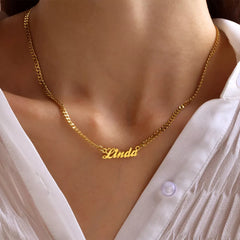 Any Name Plate Necklace Custom Stainless Steel Pendant Chain