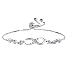 Silver Crystal Love Linked Charm Bracelet Women