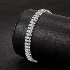 Silver Filled Emerald Cut Cubic Zirconia Inlaid Tennis Bracelet