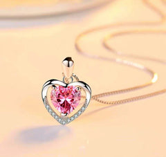 Heart Crystal Pendant Necklace – 925 Sterling Silver luxora jewellery