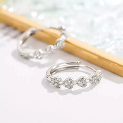 Silver Shiny CZ Heart Huggie Hoop Circle Earrings Women Girls Gift
