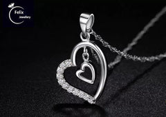 Double Heart Pendant – 925 Sterling Silver Necklac luxora jewellery