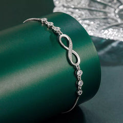 Silver Crystal Love Linked Charm Bracelet Women