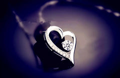 Crystal Heart PendantSilver Necklace Chain Women Jewellery