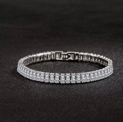 Silver Filled Emerald Cut Cubic Zirconia Inlaid Tennis Bracelet
