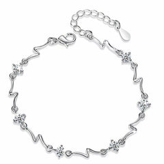 Crystal Stone Linked Charm Bracelet Women