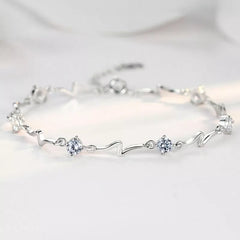 Crystal Stone Linked Charm Bracelet Women
