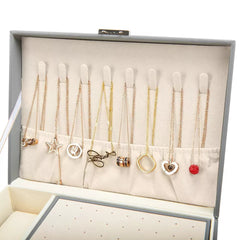"2-Layer Grey Jewellery Box – Ring & Necklace Organizer" luxora jewellery