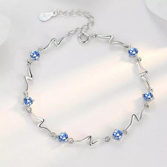 Crystal Stone Linked Charm Bracelet Women